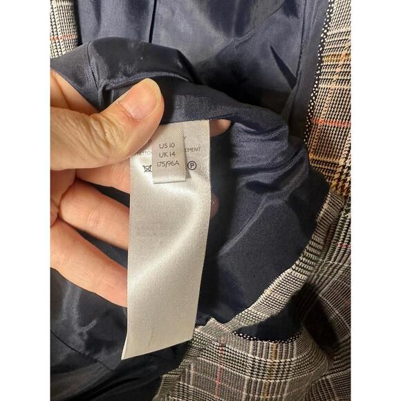 Anthropologie Maeve Lilith Gray Plaid Relaxed Fit Boho Blazer Jacket Sz 10 - Picture 5 of 5